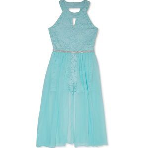 Girls Speechless Sparkle Maxi High Neck Romper Party Formal Dress Teal Size 8